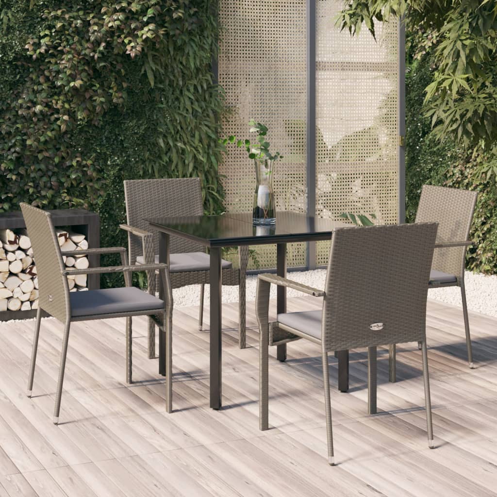 5-delige Tuinset met kussens poly rattan