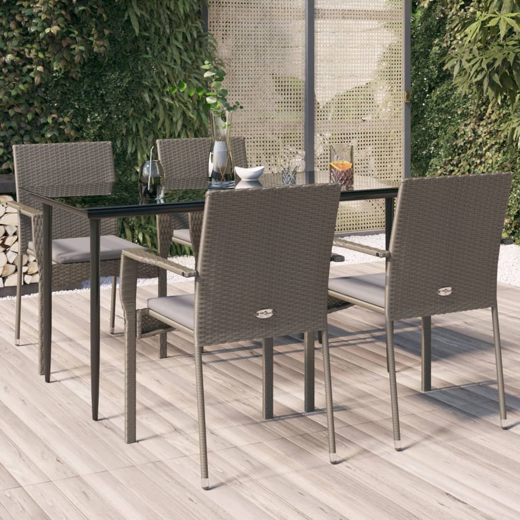 5-delige Tuinset met kussens poly rattan