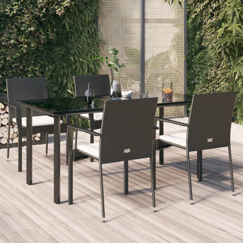 5-delige Tuinset met kussens poly rattan en