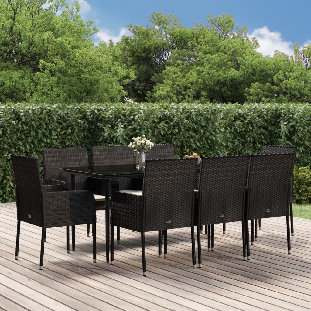 9-delige Tuinset met kussens poly rattan en