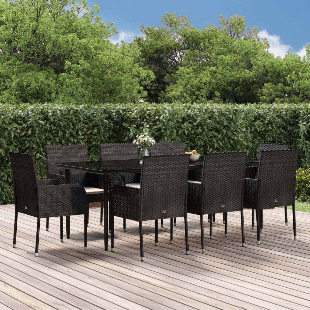 9-delige Tuinset met kussens poly rattan en