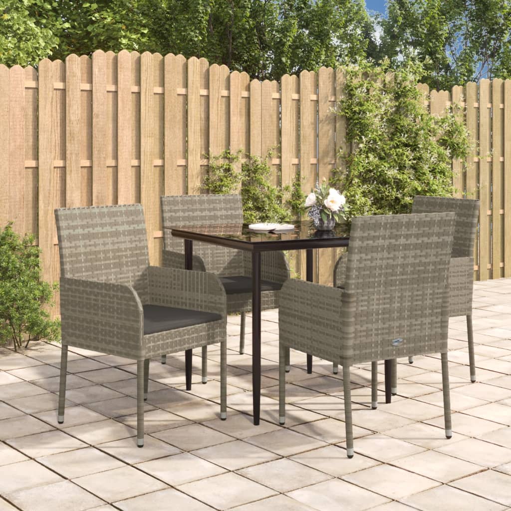 5-delige Tuinset met kussens poly rattan en