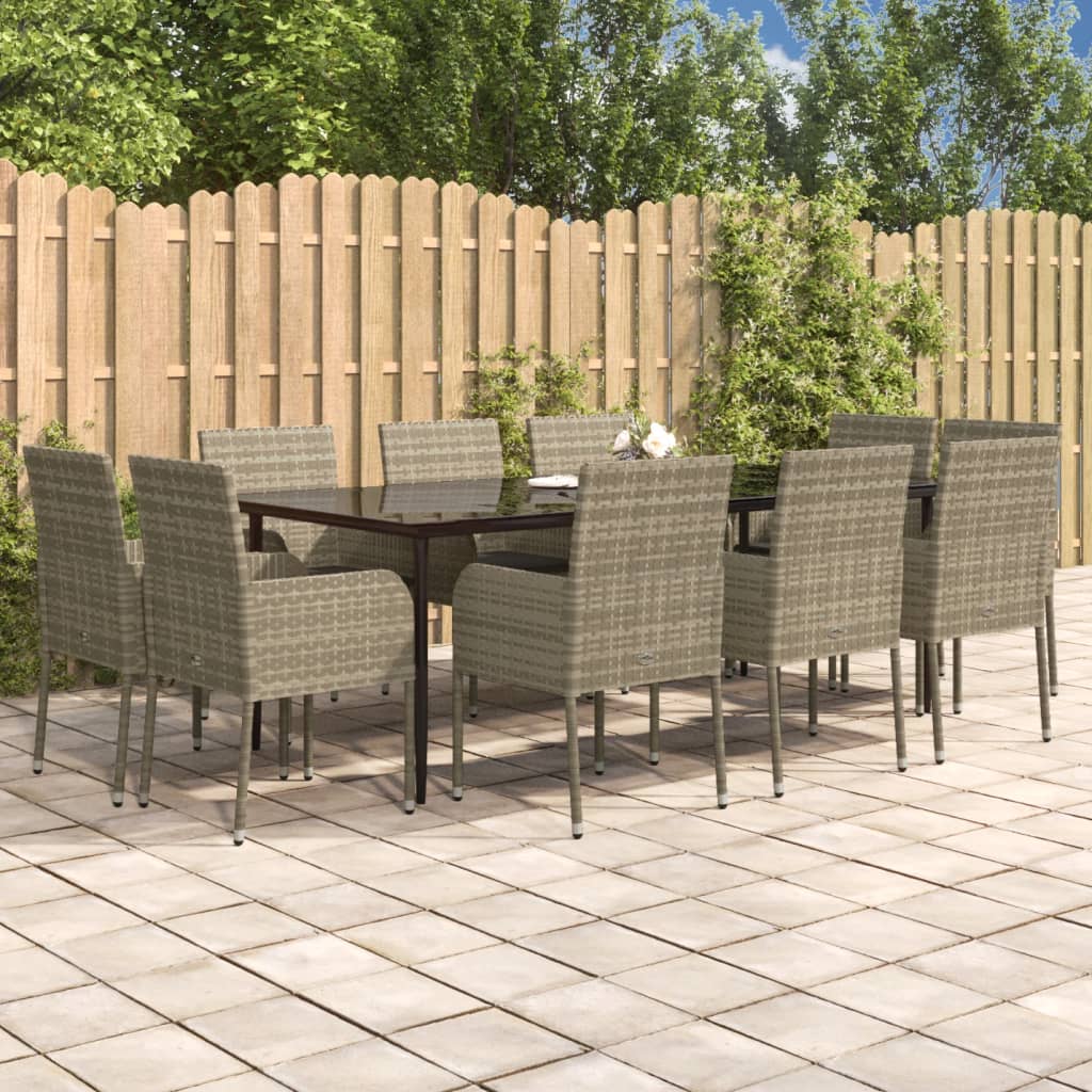 9-delige Tuinset met kussens poly rattan en