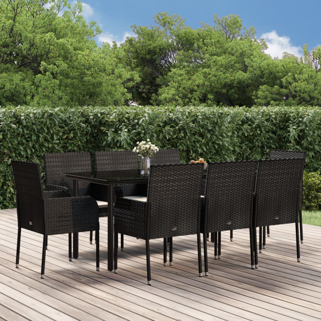 11-delige Tuinset met kussens poly rattan en