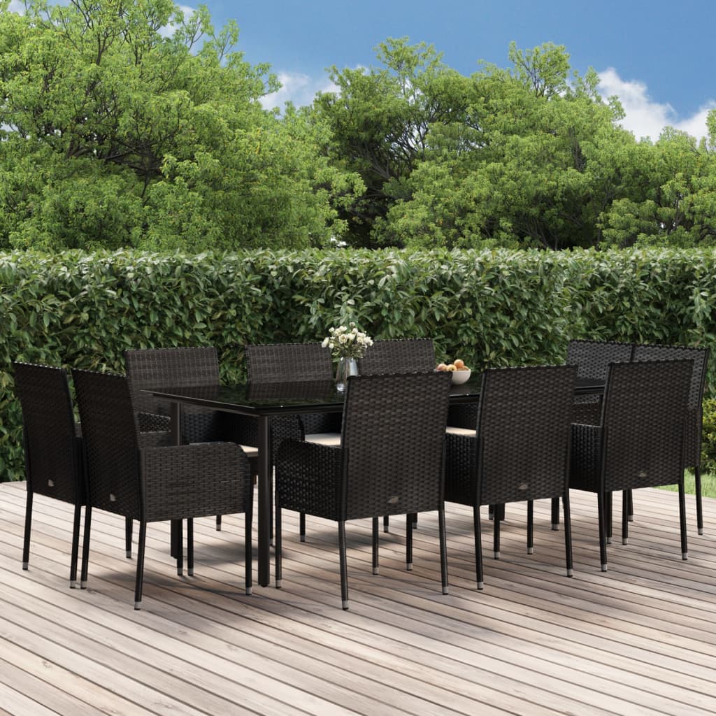 11-delige Tuinset met kussens poly rattan en