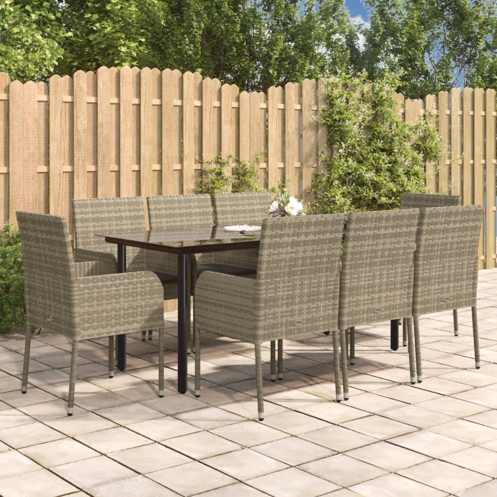 11-delige Tuinset met kussens poly rattan en