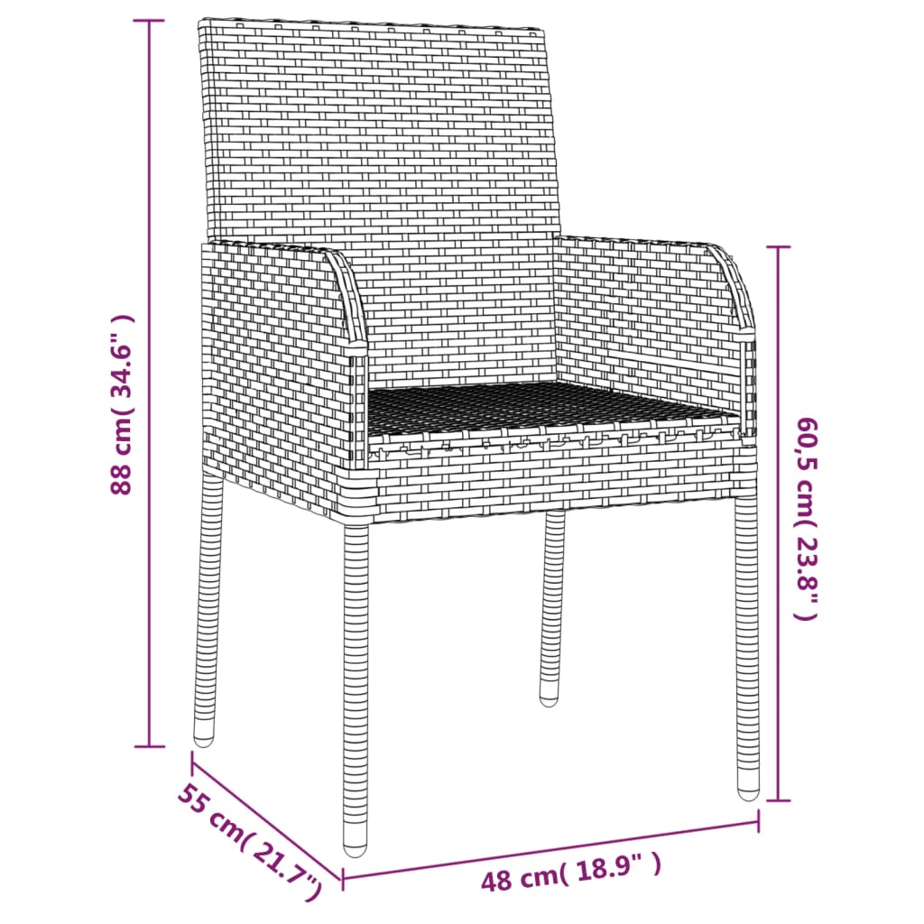 11-delige Tuinset met kussens poly rattan en