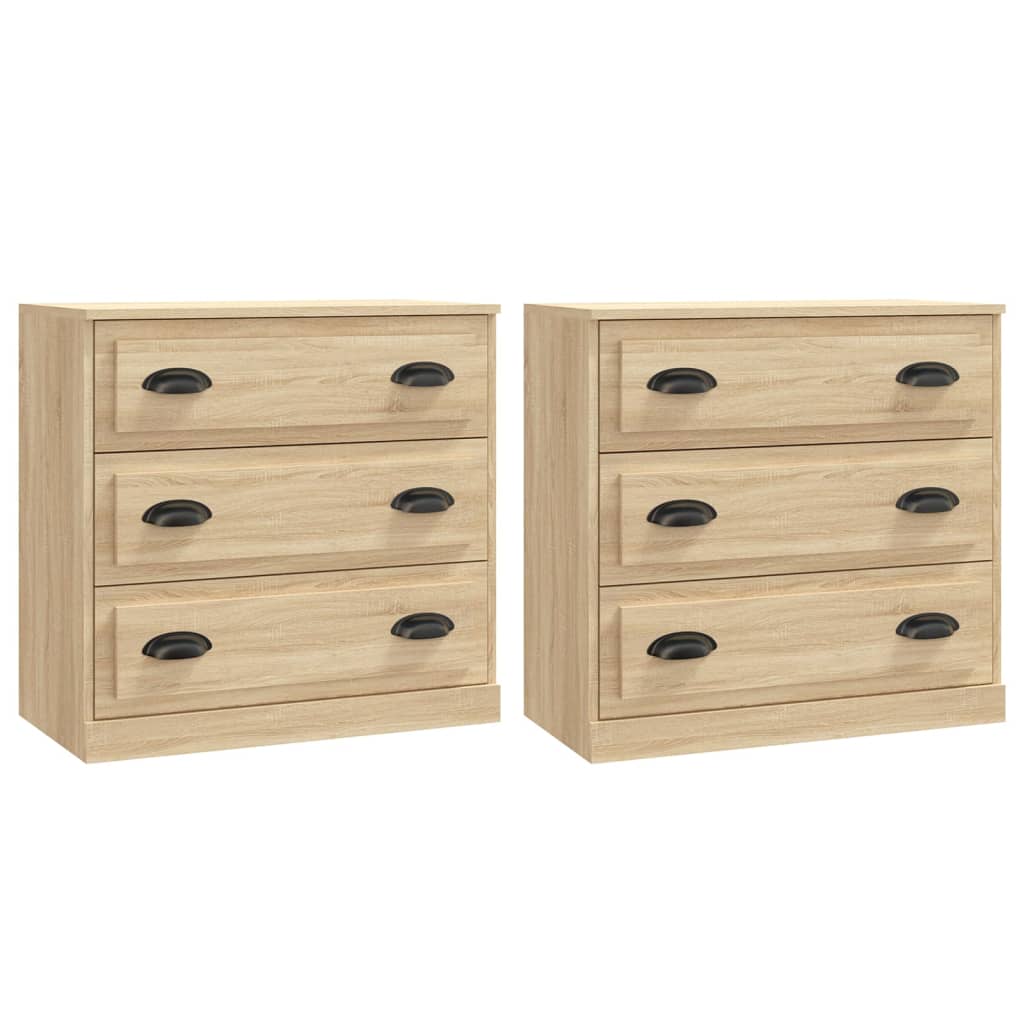 Buffets 2 pcs en bois ouvré couleur chêne