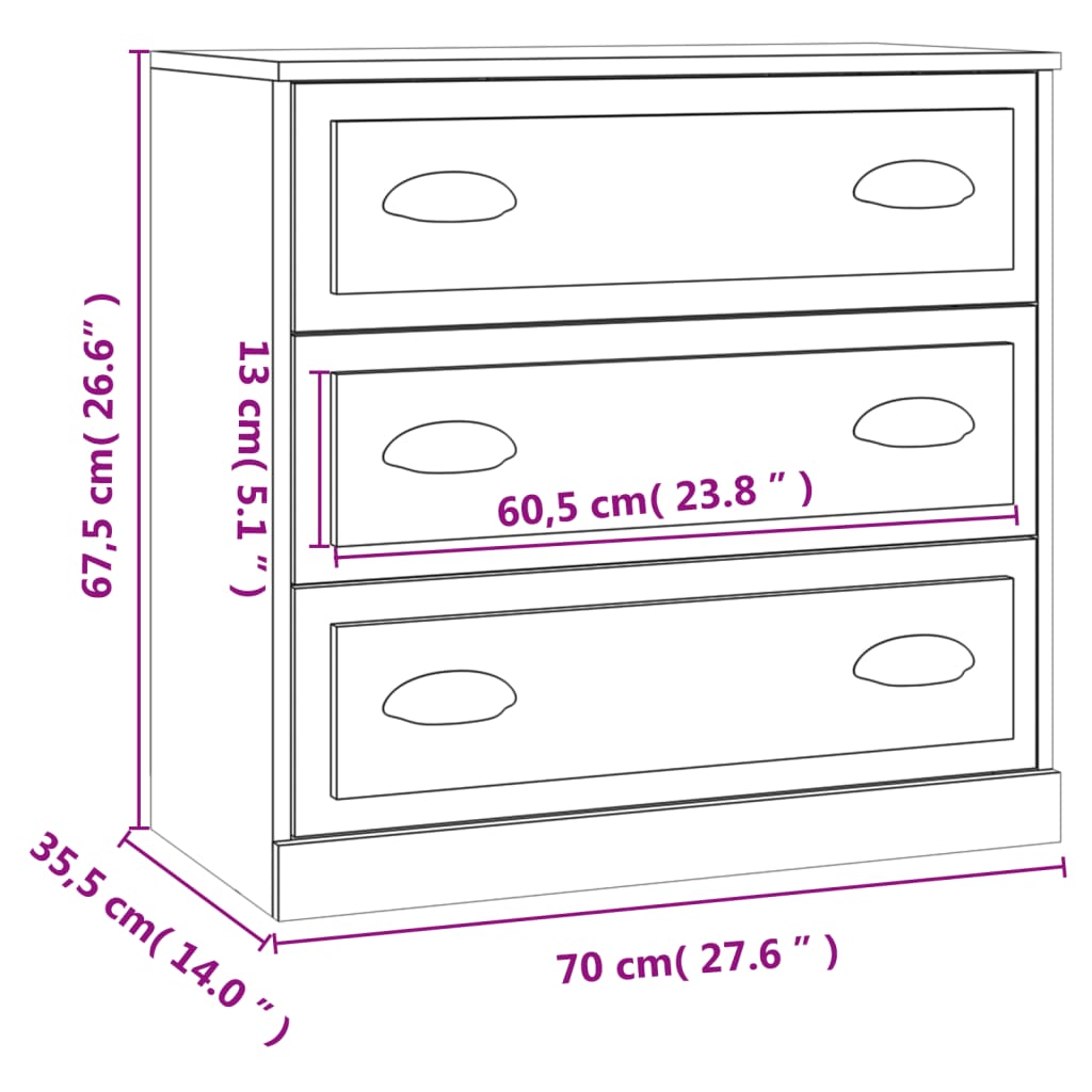 Buffets 2 pcs en bois ouvré couleur chêne