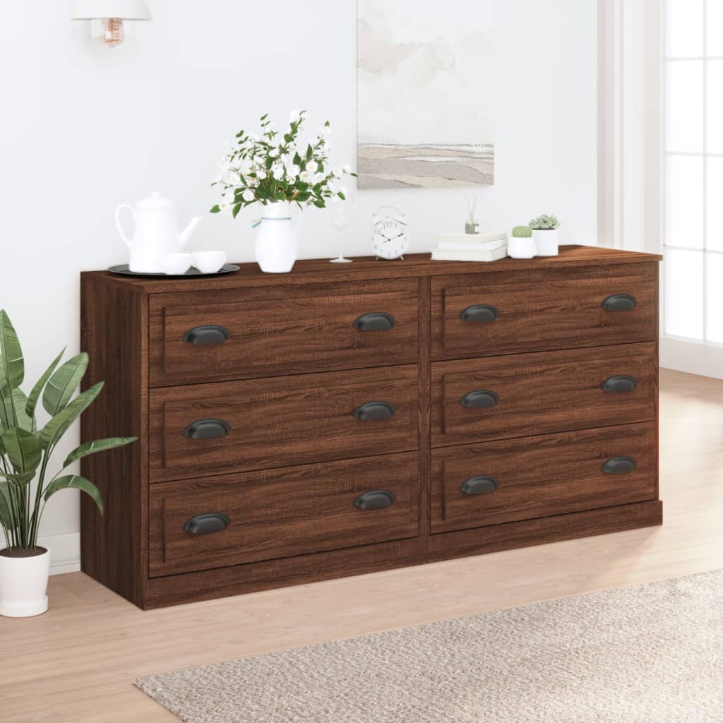 Buffets 2 pcs en bois ouvré couleur chêne