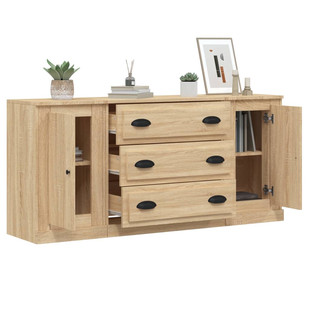 Buffets 3 pcs en bois travaillé.