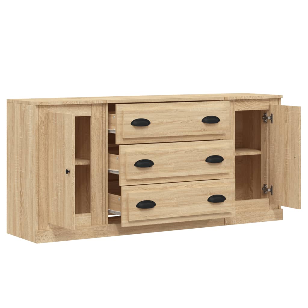 Buffets 3 pcs en bois travaillé.