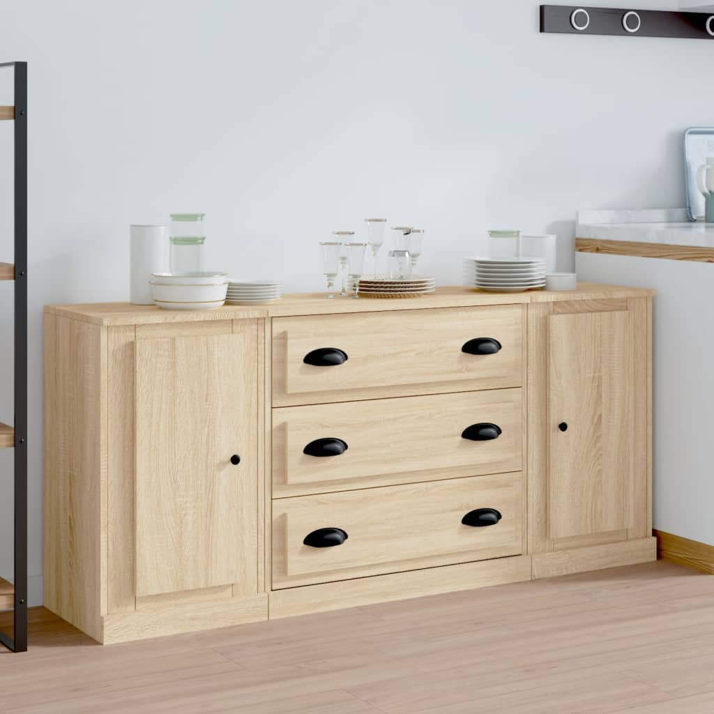 Buffets 3 pcs en bois travaillé.