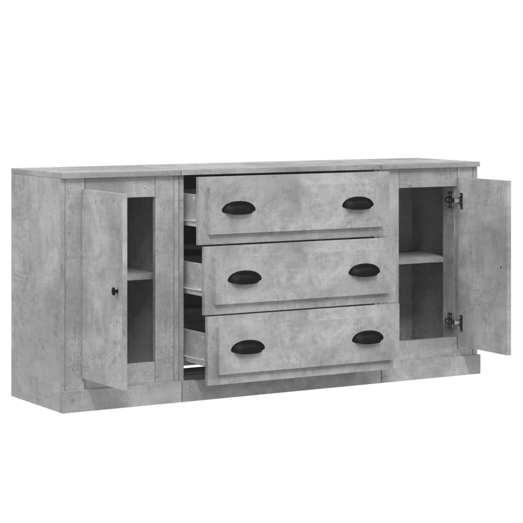 Buffets 3 pcs en bois travaillé.