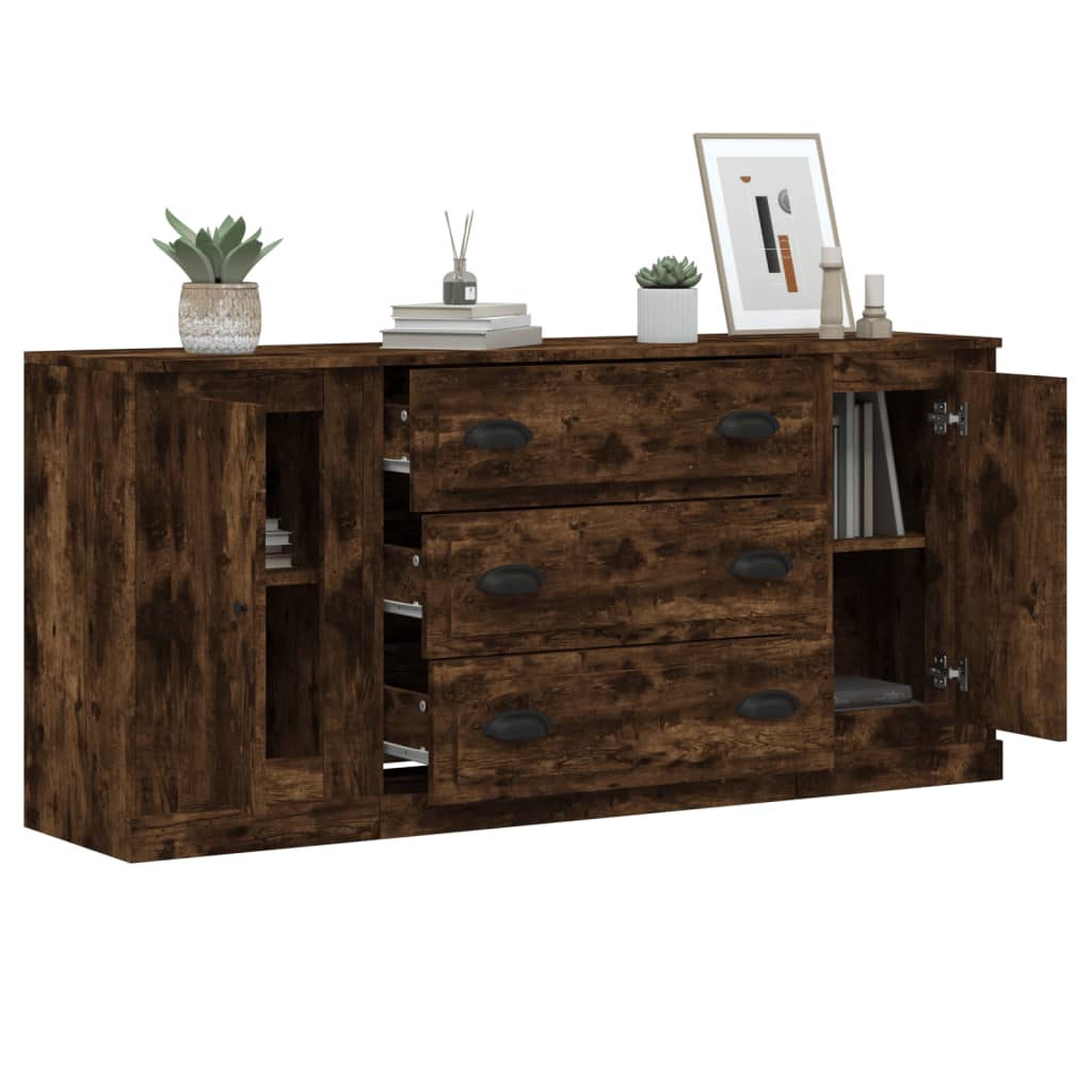 Buffets 3 pcs en bois travaillé.