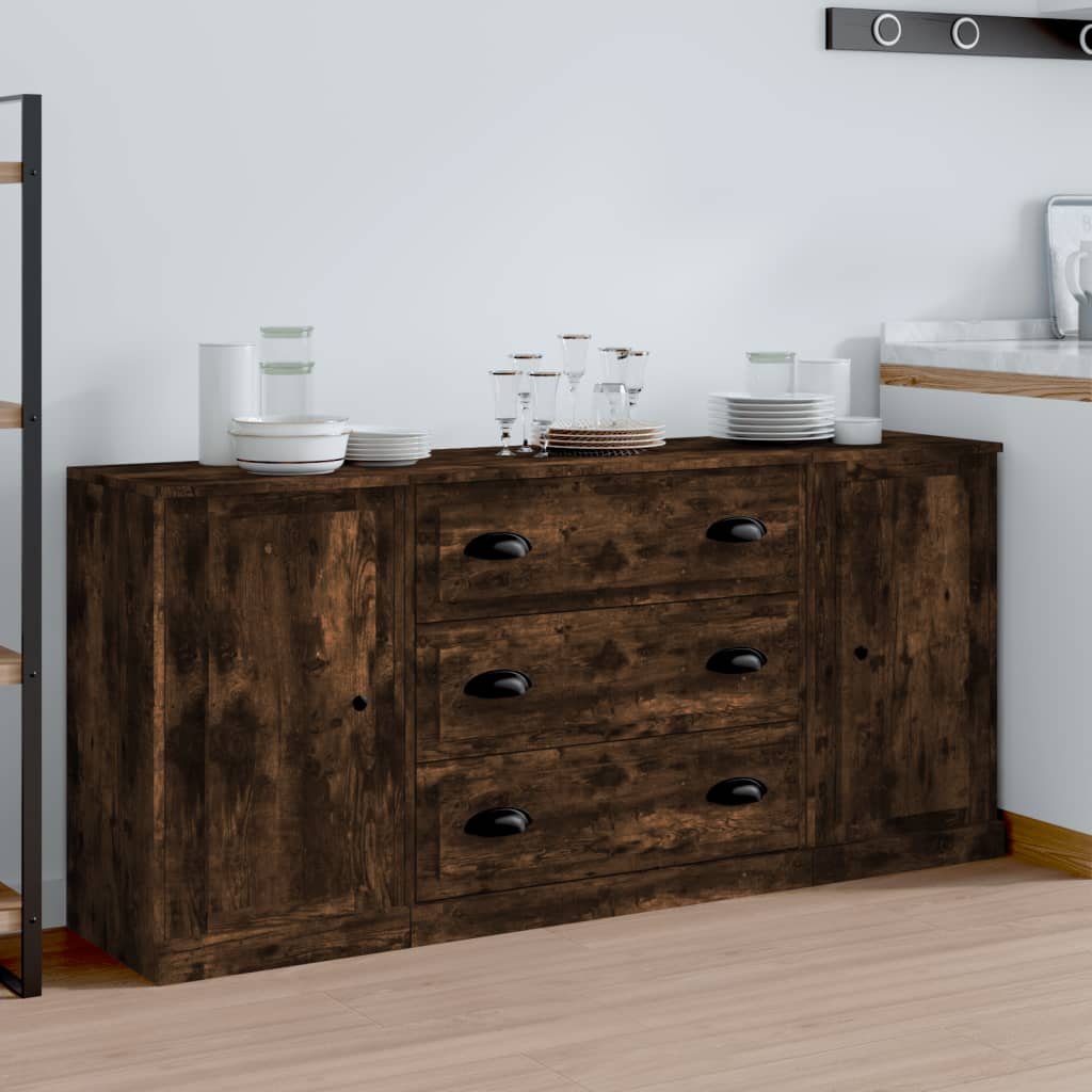 Buffets 3 pcs en bois travaillé.