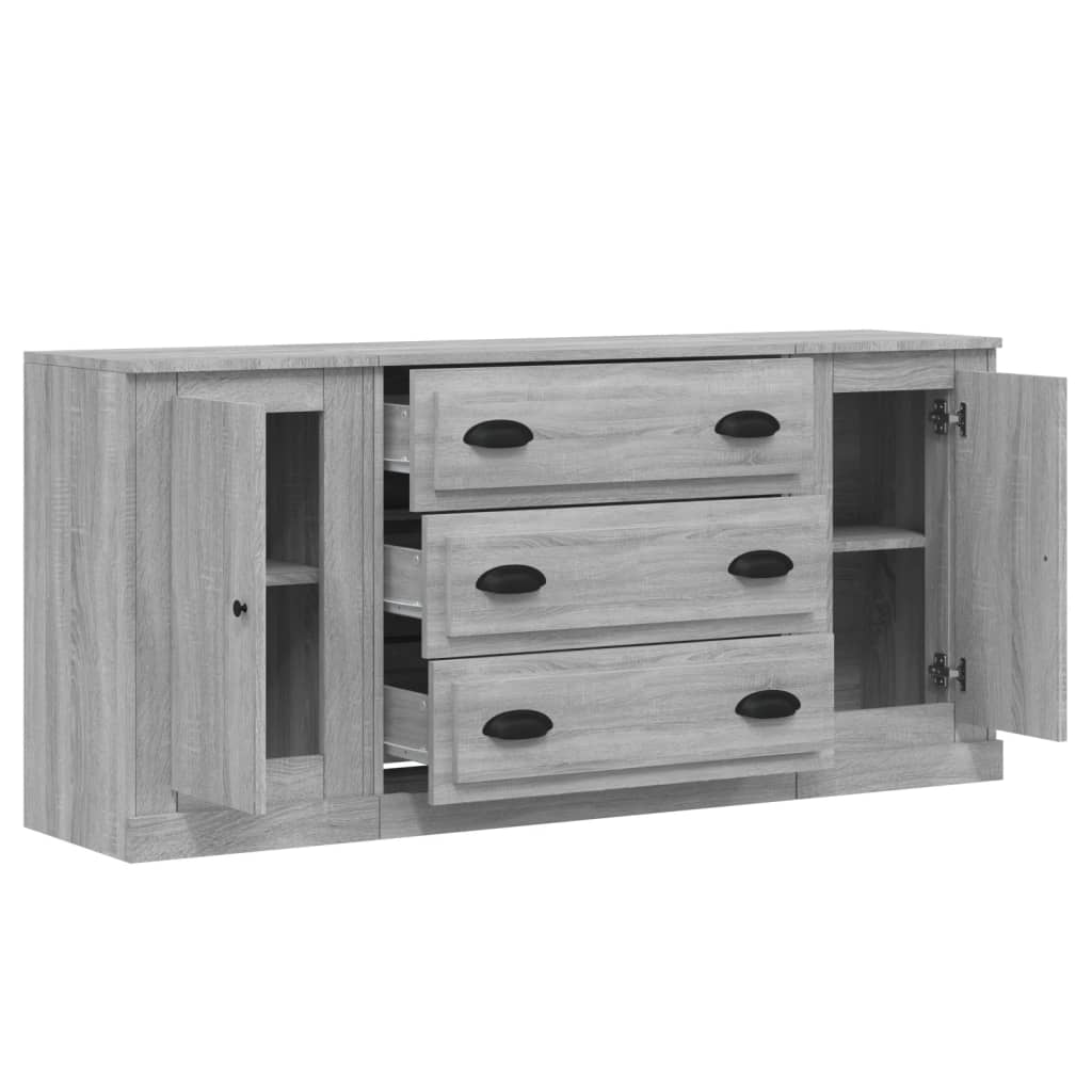 Buffets 3 pcs en bois travaillé.