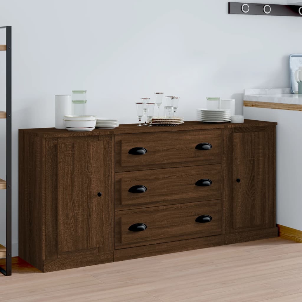 Buffets 3 pcs en bois travaillé.