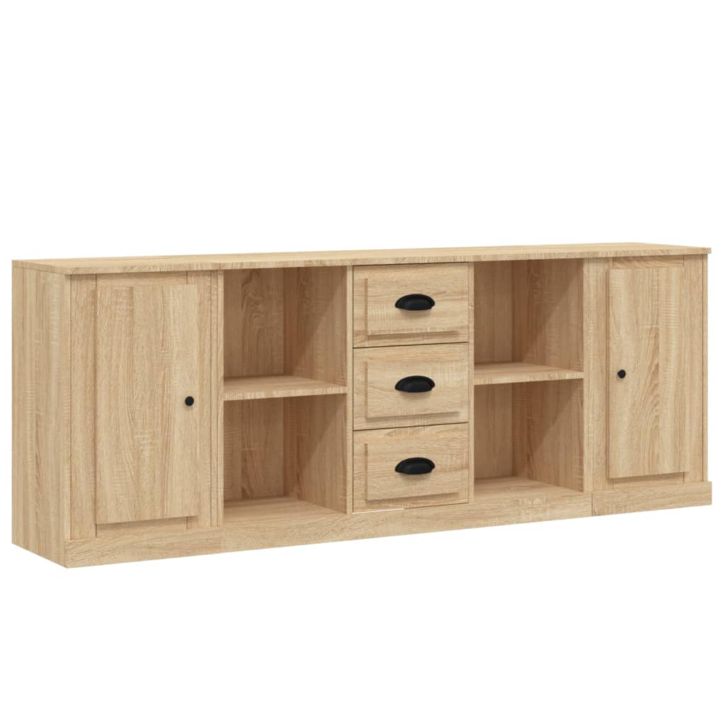 Buffets 3 pcs en bois ouvré couleur chêne