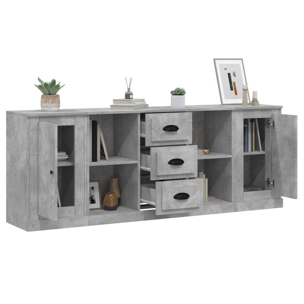 Buffets 3 pcs en bois ouvré couleur chêne