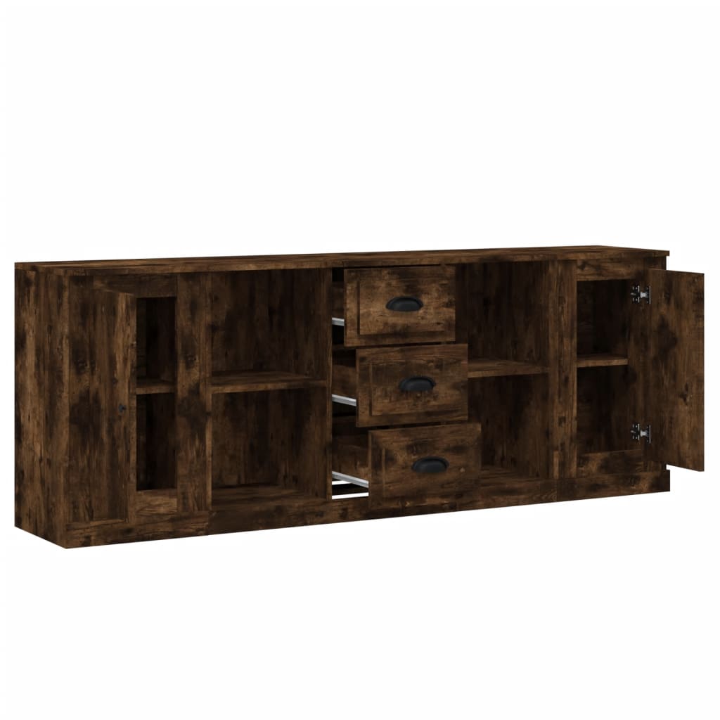 Buffets 3 pcs en bois ouvré couleur chêne