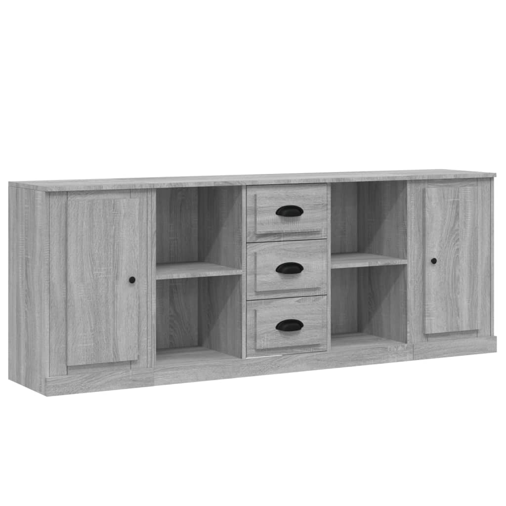 Buffets 3 pcs en bois ouvré couleur chêne