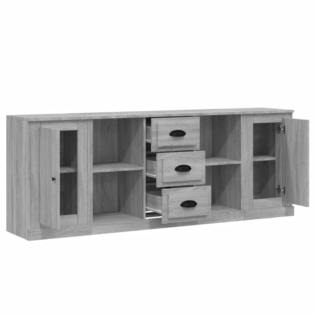 Buffets 3 pcs en bois ouvré couleur chêne