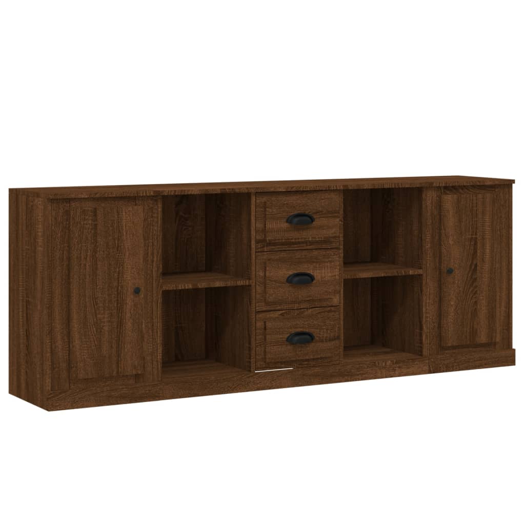 Buffets 3 pcs en bois ouvré couleur chêne