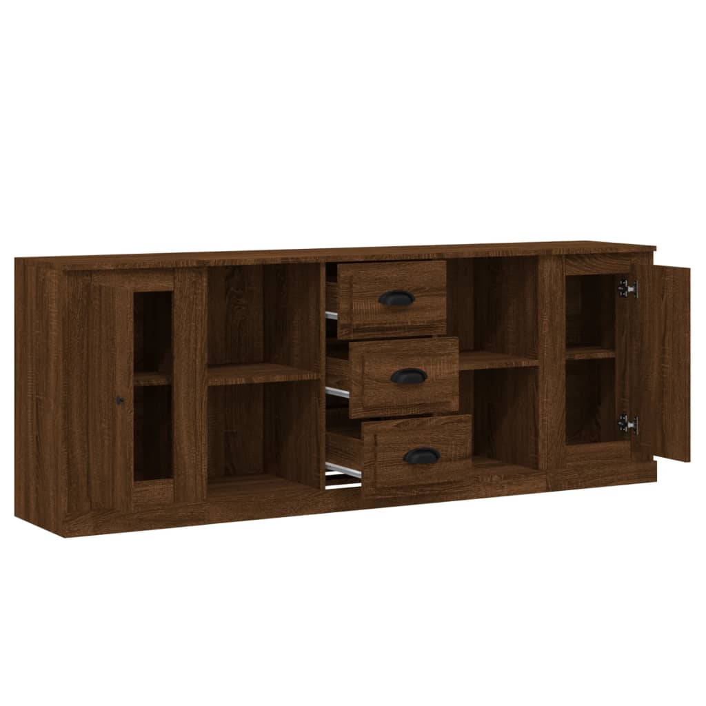 Buffets 3 pcs en bois ouvré couleur chêne