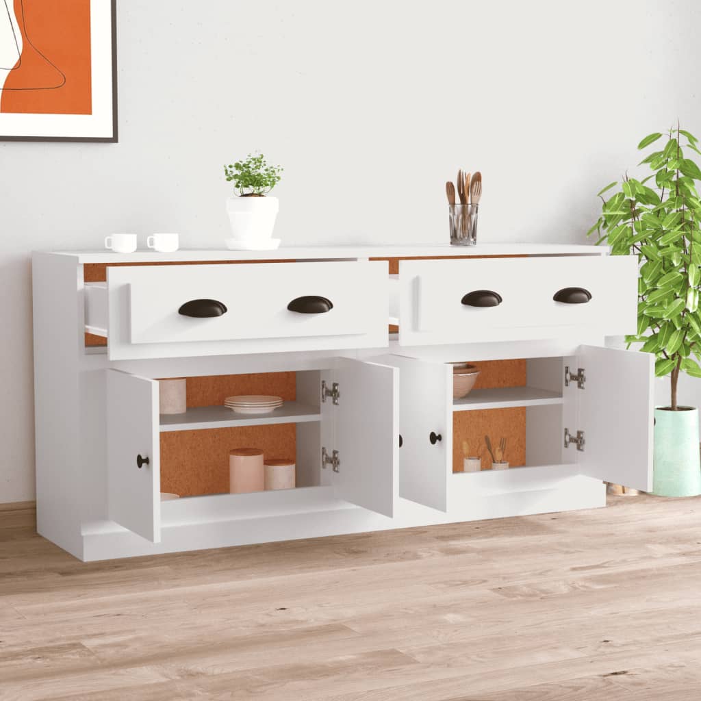 Buffets 2 pcs en bois ouvré couleur chêne