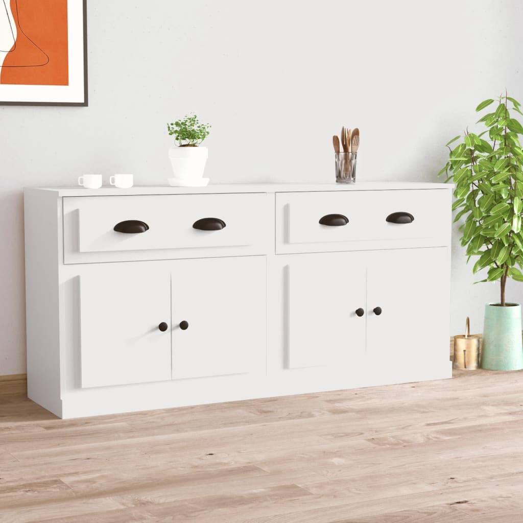 Buffets 2 pcs en bois ouvré couleur chêne