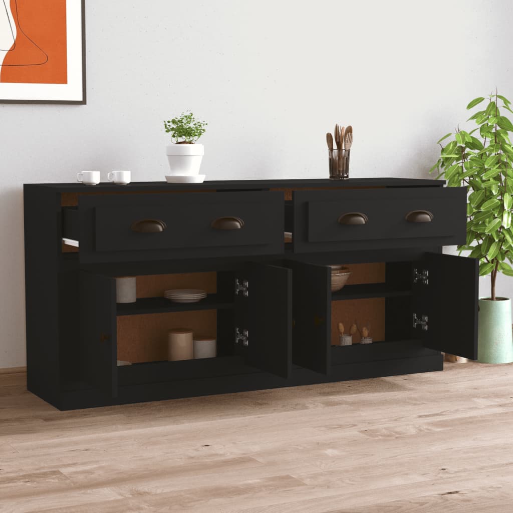 Buffets 2 pcs en bois ouvré couleur chêne