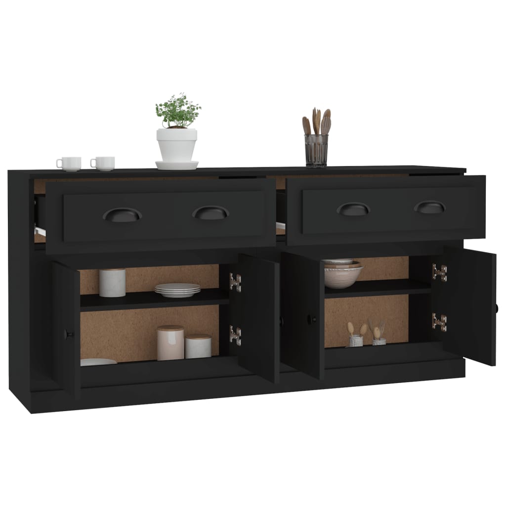 Buffets 2 pcs en bois ouvré couleur chêne