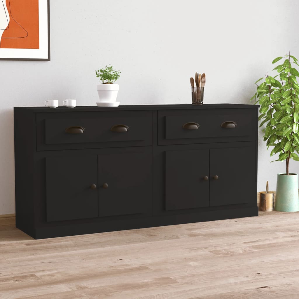 Buffets 2 pcs en bois ouvré couleur chêne