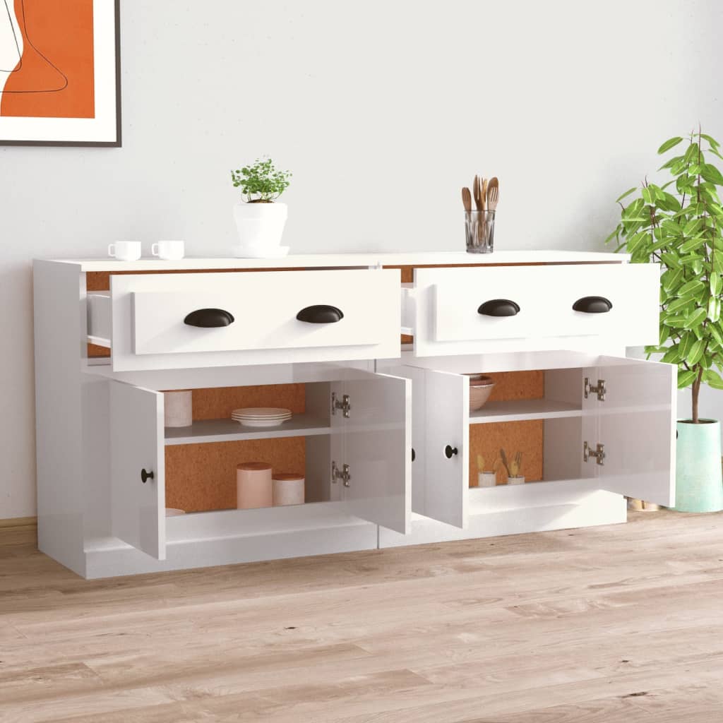 Buffets 2 pcs en bois ouvré couleur chêne