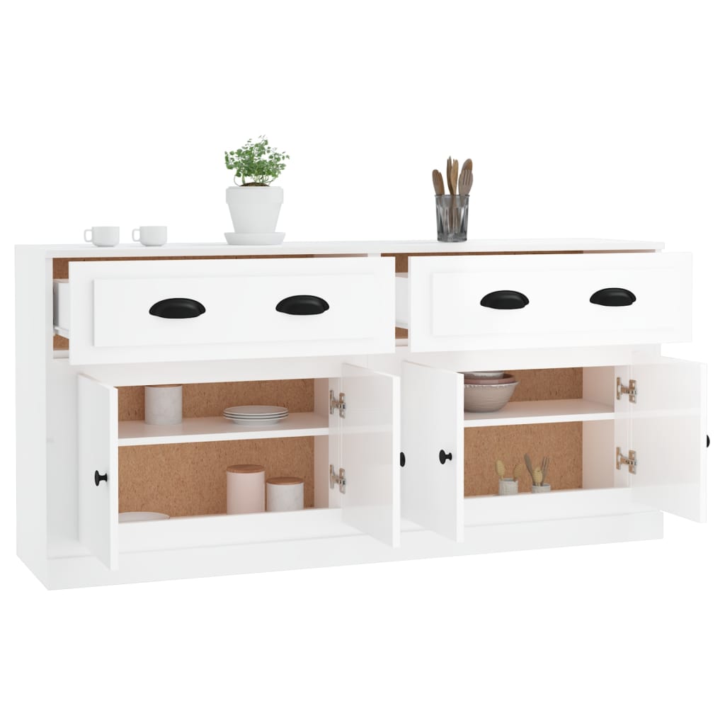 Buffets 2 pcs en bois ouvré couleur chêne