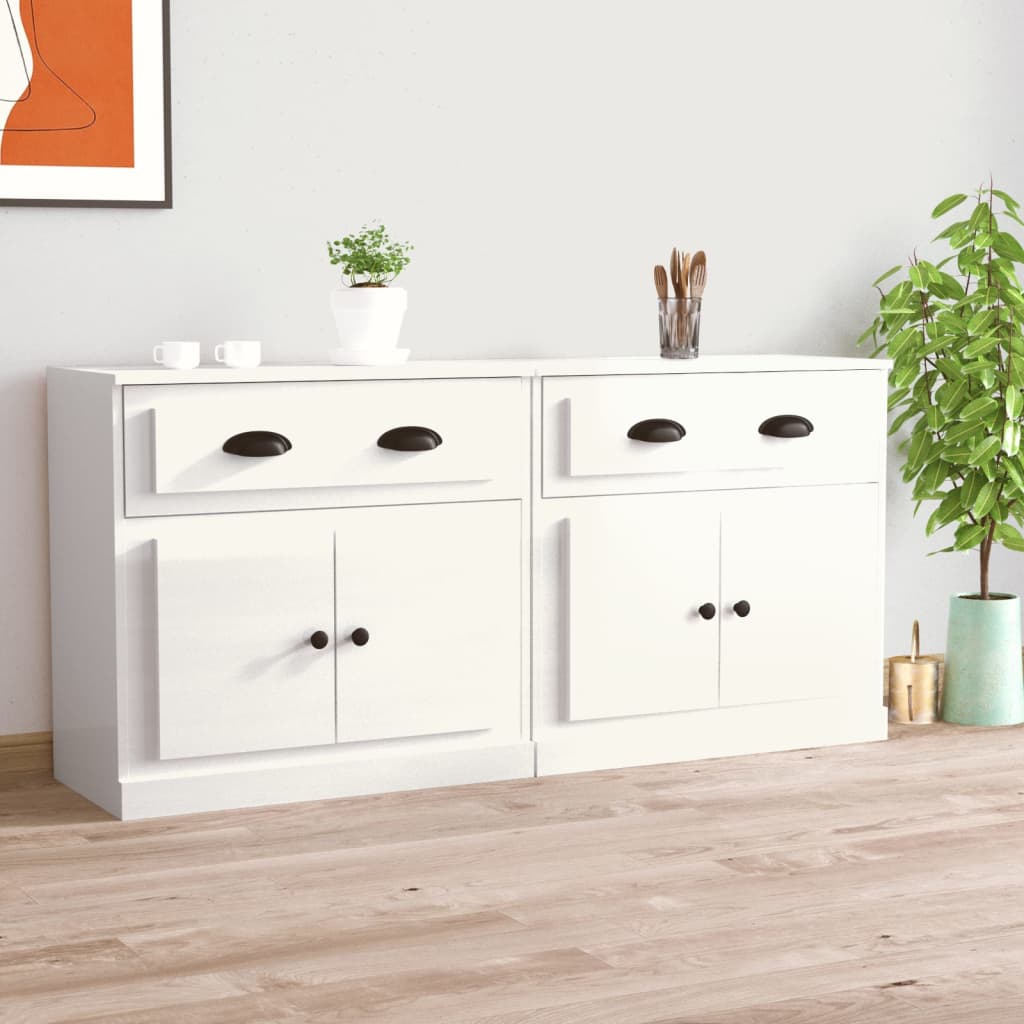 Buffets 2 pcs en bois ouvré couleur chêne