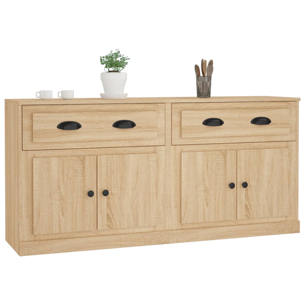 Buffets 2 pcs en bois ouvré couleur chêne