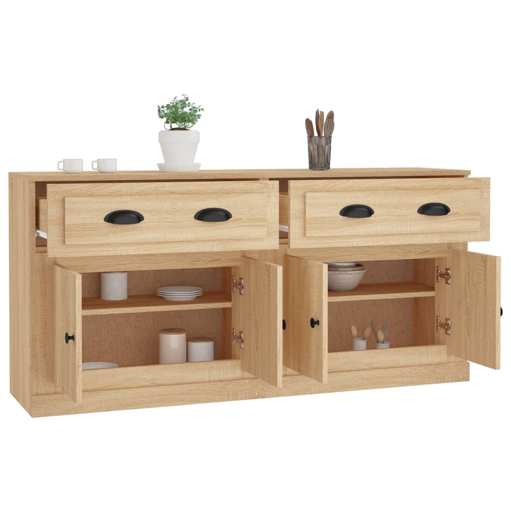 Buffets 2 pcs en bois ouvré couleur chêne