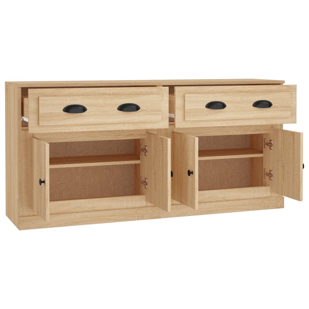 Buffets 2 pcs en bois ouvré couleur chêne