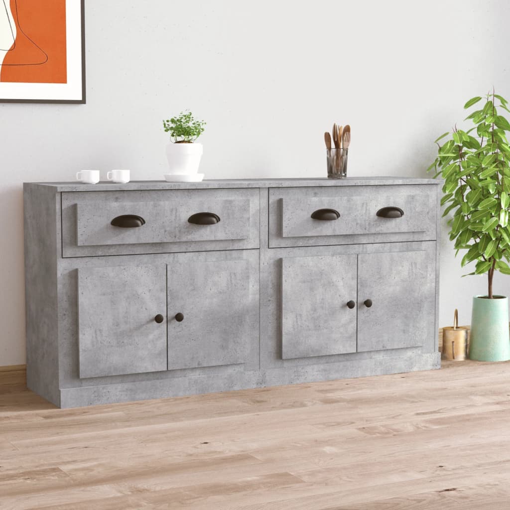 Buffets 2 pcs en bois ouvré couleur chêne