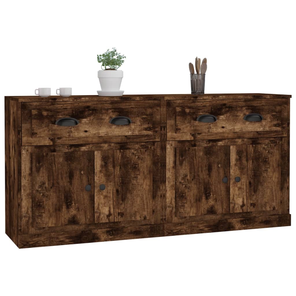 Buffets 2 pcs en bois ouvré couleur chêne