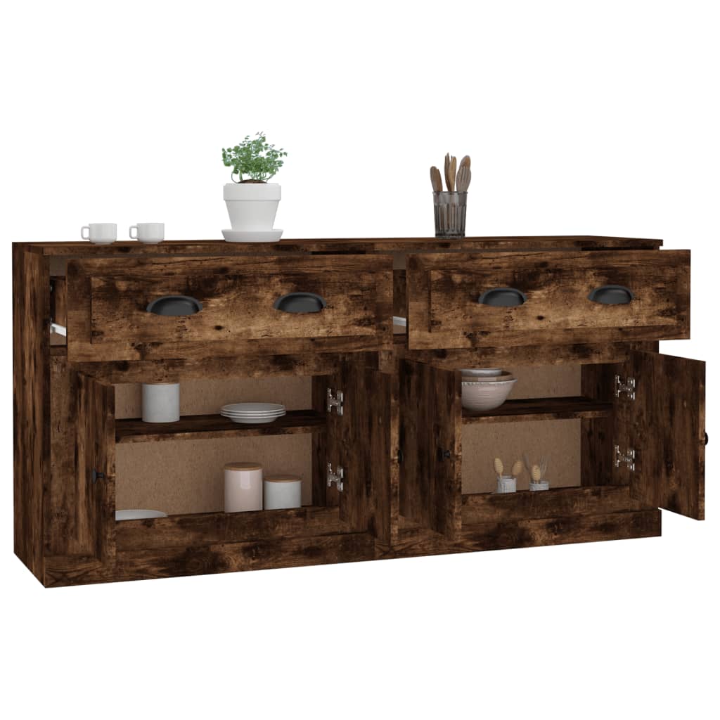 Buffets 2 pcs en bois ouvré couleur chêne