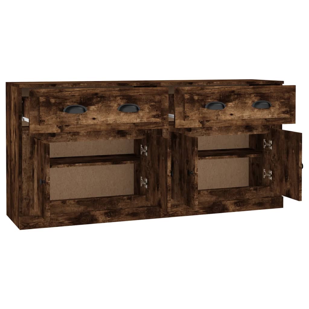 Buffets 2 pcs en bois ouvré couleur chêne