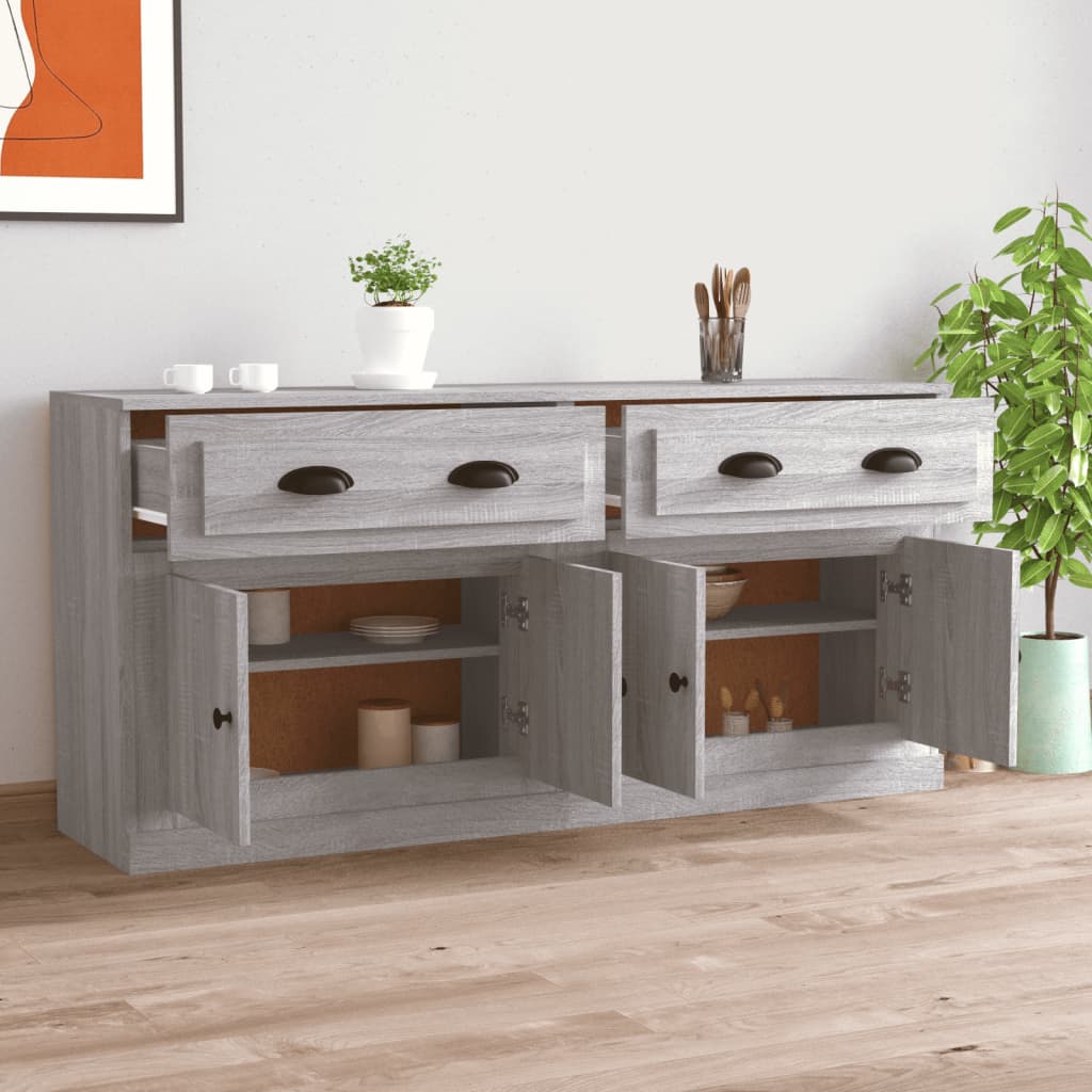 Buffets 2 pcs en bois ouvré couleur chêne