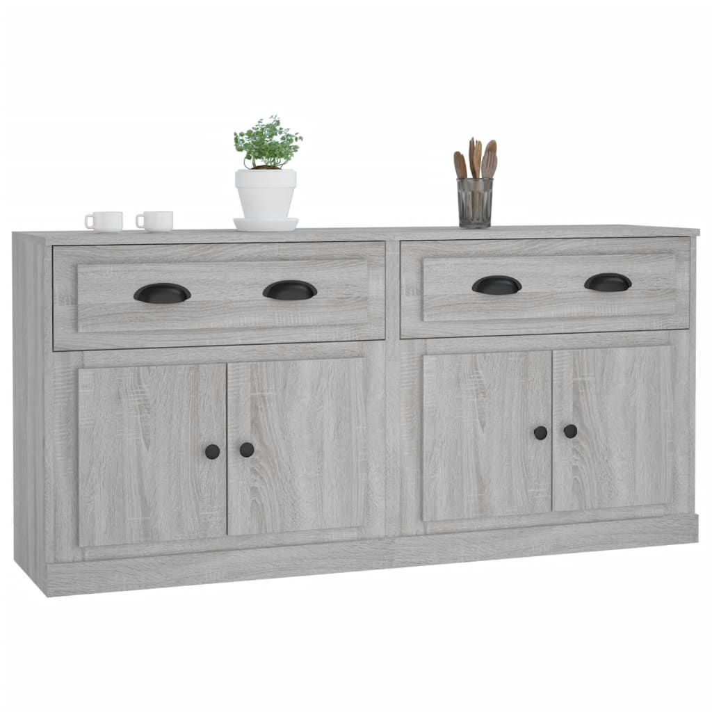 Buffets 2 pcs en bois ouvré couleur chêne