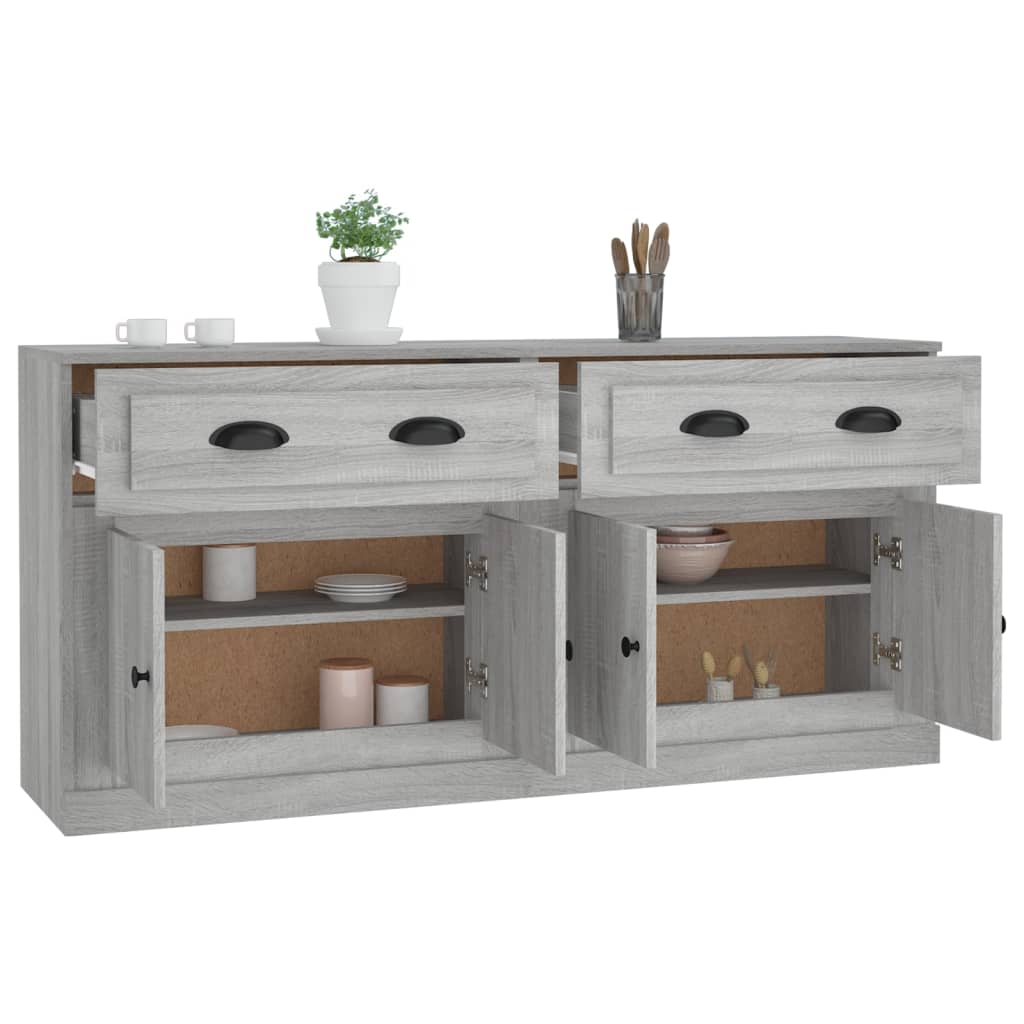 Buffets 2 pcs en bois ouvré couleur chêne