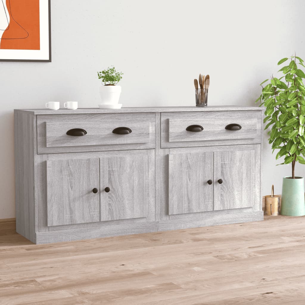 Buffets 2 pcs en bois ouvré couleur chêne