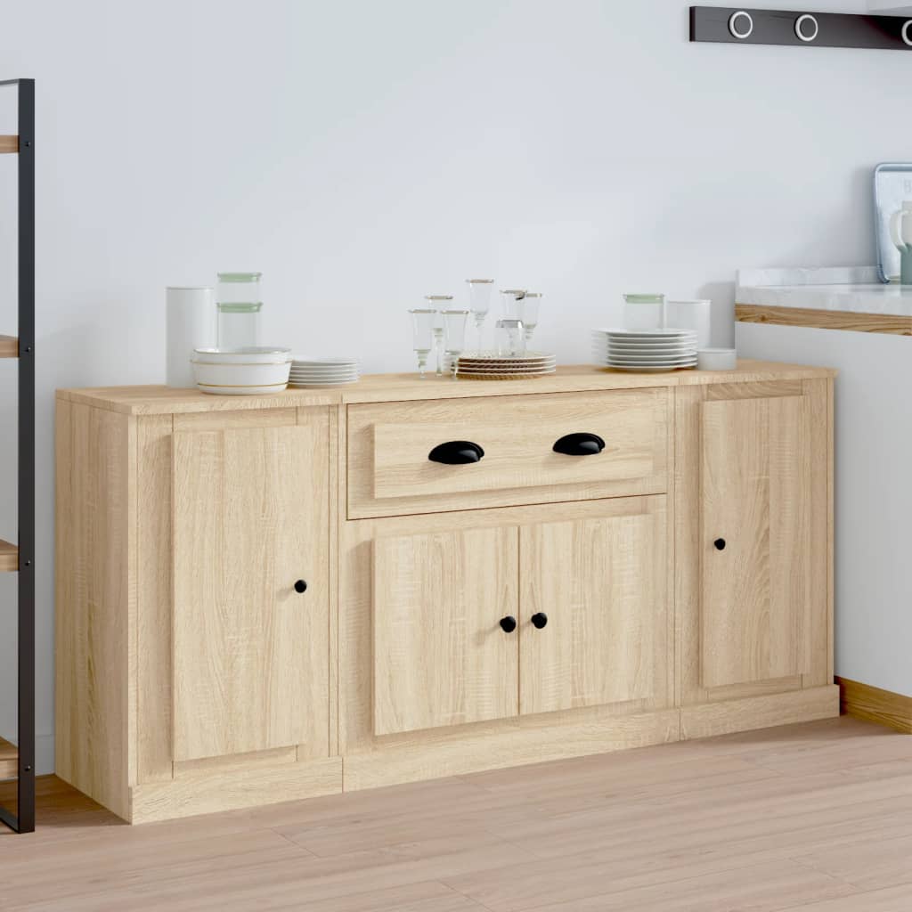 Buffets 3 pcs en bois travaillé.