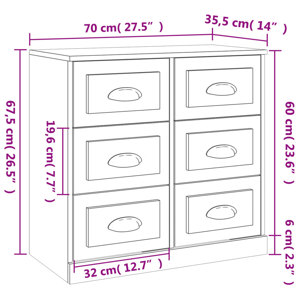 Buffets 3 pcs en bois travaillé.